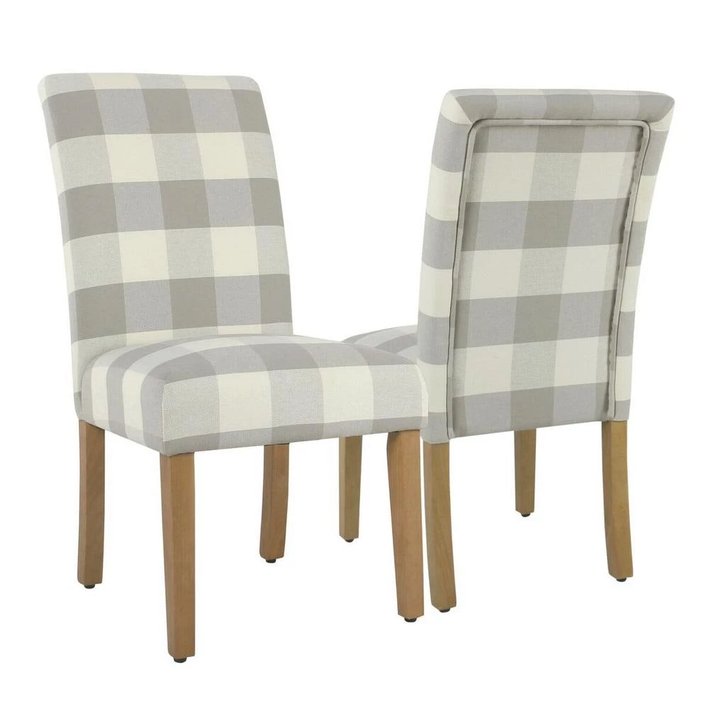 Parsons Buffalo Grey Plaid Upholstered Dining Chair (Set of-2) by Homepop 1 Parsons Buffalo Grey Plaid Upholstered Dining Chair (Set of-2) by Homepop