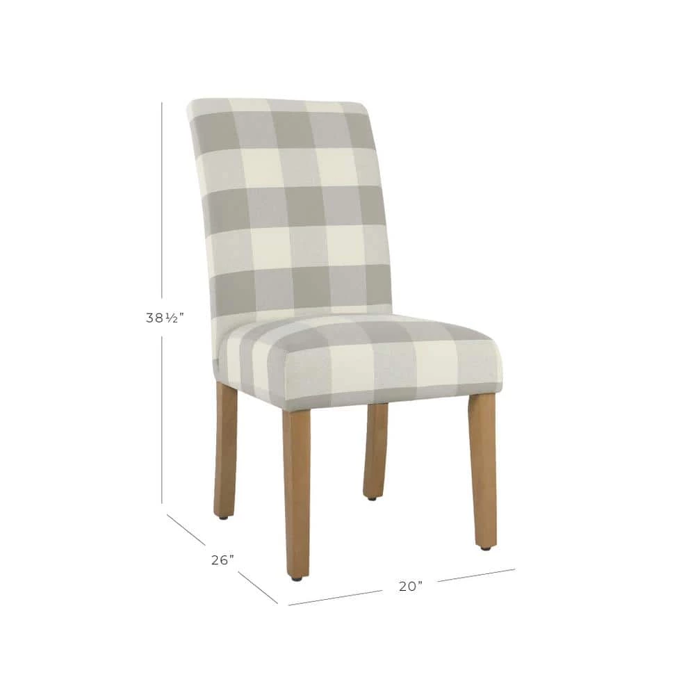Parsons Buffalo Grey Plaid Upholstered Dining Chair (Set of-2) by Homepop 2 Parsons Buffalo Grey Plaid Upholstered Dining Chair (Set of-2) by Homepop - Image 2