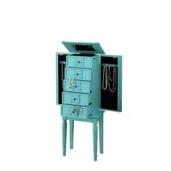 40in. X 16in. X 10in. Wood Jewelry Armoire in Light Blue with Mirror and Drawers, Side Doors with Hooks and Velvet Lined by Aoibox 10 40in. X 16in. X 10in. Wood Jewelry Armoire in Light Blue with Mirror and Drawers, Side Doors with Hooks and Velvet Lined by Aoibox -Homepop Sales light blue aoibox jewelry armoires snmx489 1f 1000