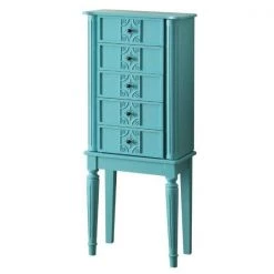 40in. X 16in. X 10in. Wood Jewelry Armoire in Light Blue with Mirror and Drawers, Side Doors with Hooks and Velvet Lined by Aoibox 9 40in. X 16in. X 10in. Wood Jewelry Armoire in Light Blue with Mirror and Drawers, Side Doors with Hooks and Velvet Lined by Aoibox -Homepop Sales light blue aoibox jewelry armoires snmx489 4f 1000