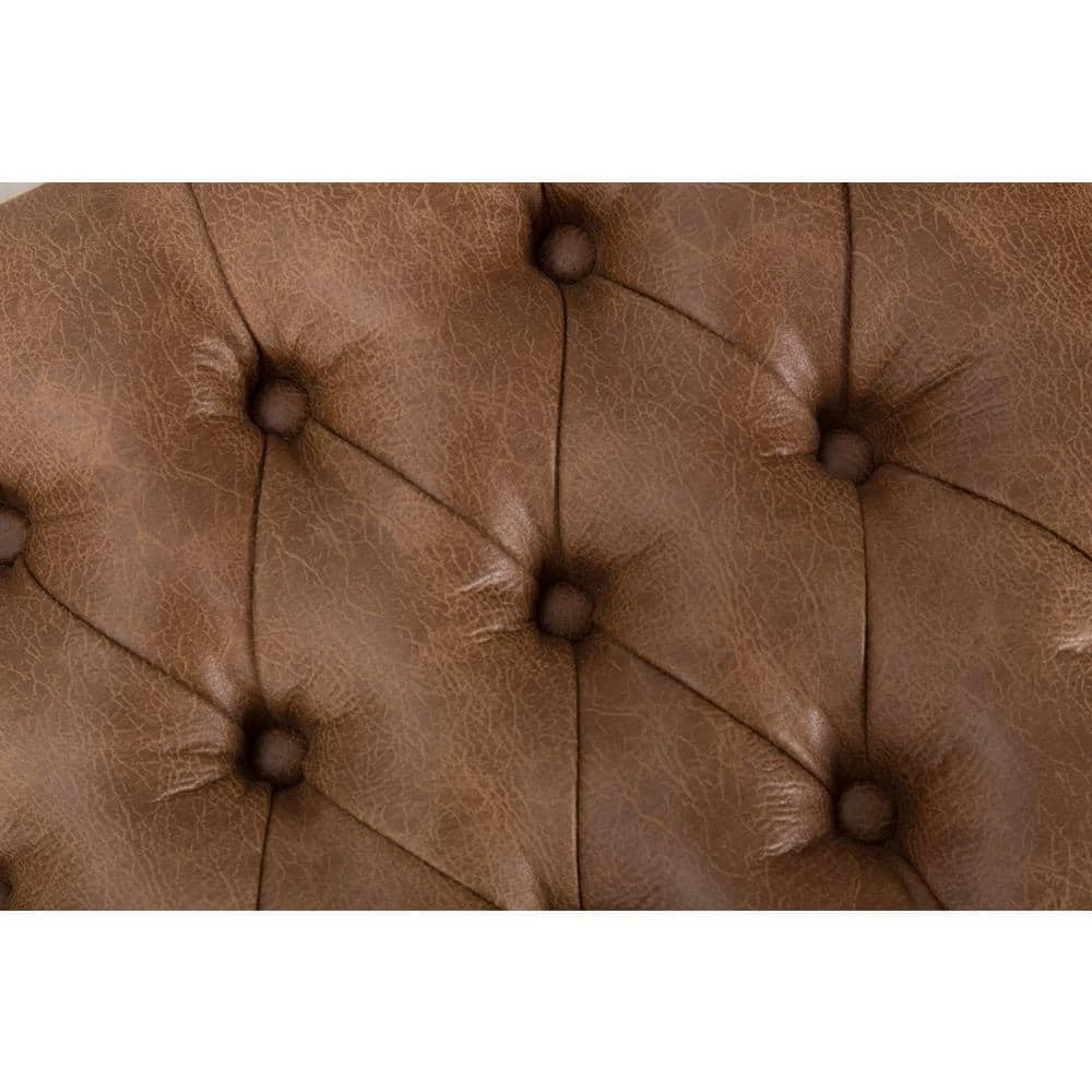 Draper Large Light Brown Faux Leather Decorative Bench/Ottoman with Button Tufting 17.25 in H x 52.25 W x 15.75 D by Homepop 8 Draper Large Light Brown Faux Leather Decorative Bench/Ottoman with Button Tufting 17.25 in H x 52.25 W x 15.75 D by Homepop - Image 8