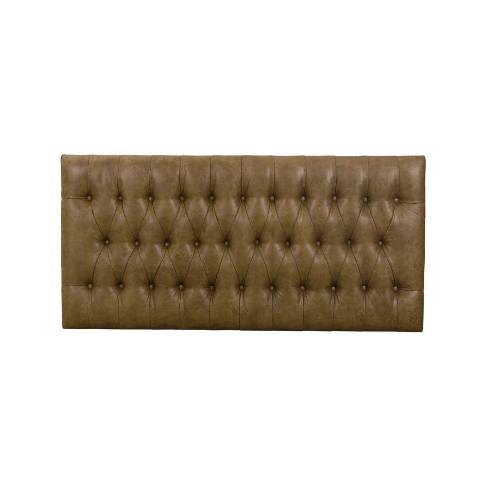 Draper Light Brown Faux Leather Large Decorative Bench/Ottoman with Button Tufting 18 in. H x 57.50 in. W x 27.75 in. D by Homepop 3 Draper Light Brown Faux Leather Large Decorative Bench/Ottoman with Button Tufting 18 in. H x 57.50 in. W x 27.75 in. D by Homepop - Image 3