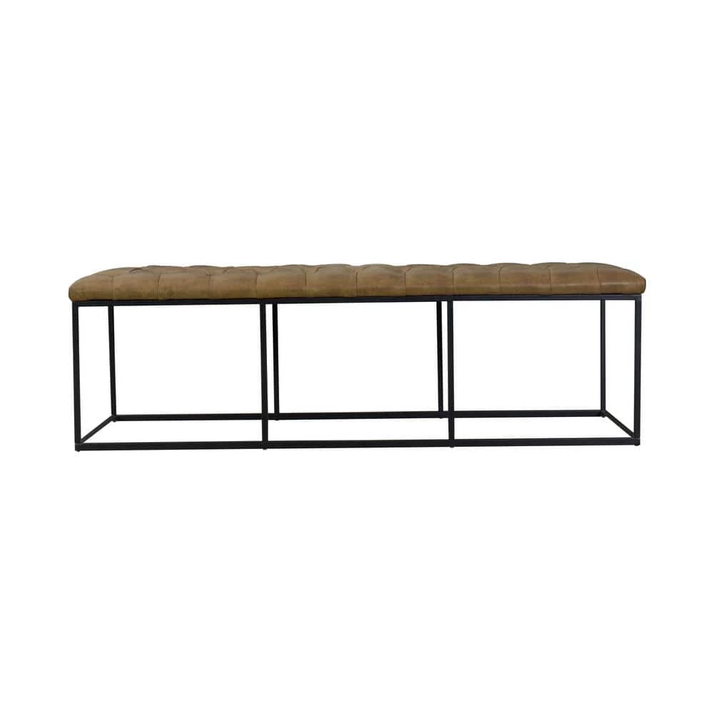 Draper Light Brown Faux Leather Large Decorative Bench/Ottoman with Button Tufting 18 in. H x 57.50 in. W x 27.75 in. D by Homepop 6 Draper Light Brown Faux Leather Large Decorative Bench/Ottoman with Button Tufting 18 in. H x 57.50 in. W x 27.75 in. D by Homepop - Image 6