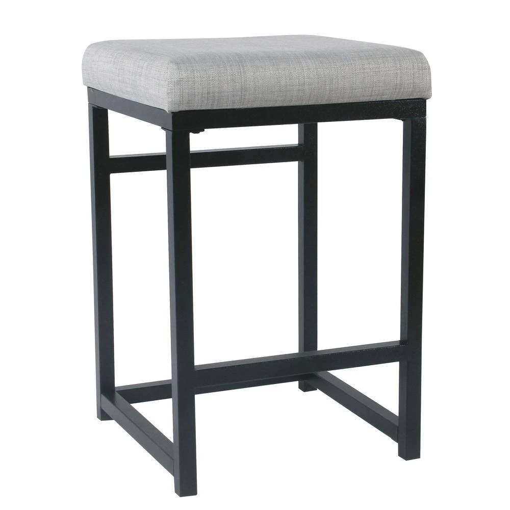 Open Back Metal 24 in. Light Gray Bar Stool by Homepop 5 Open Back Metal 24 in. Light Gray Bar Stool by Homepop - Image 5