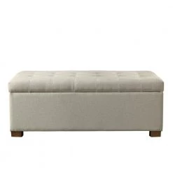 Large Grey Tufted Storage Bench by Homepop