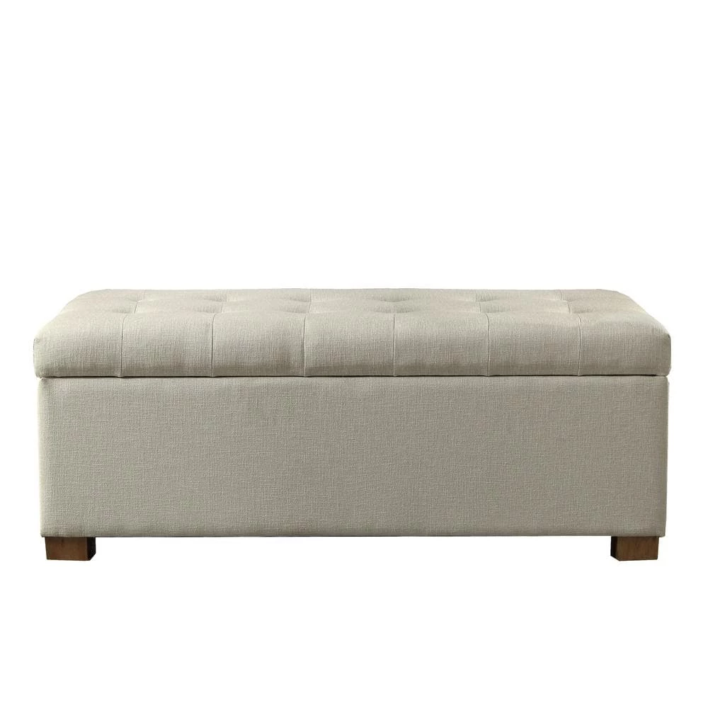 Large Grey Tufted Storage Bench by Homepop 1 Large Grey Tufted Storage Bench by Homepop