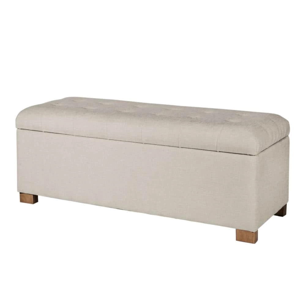 Large Grey Tufted Storage Bench by Homepop 5 Large Grey Tufted Storage Bench by Homepop - Image 5