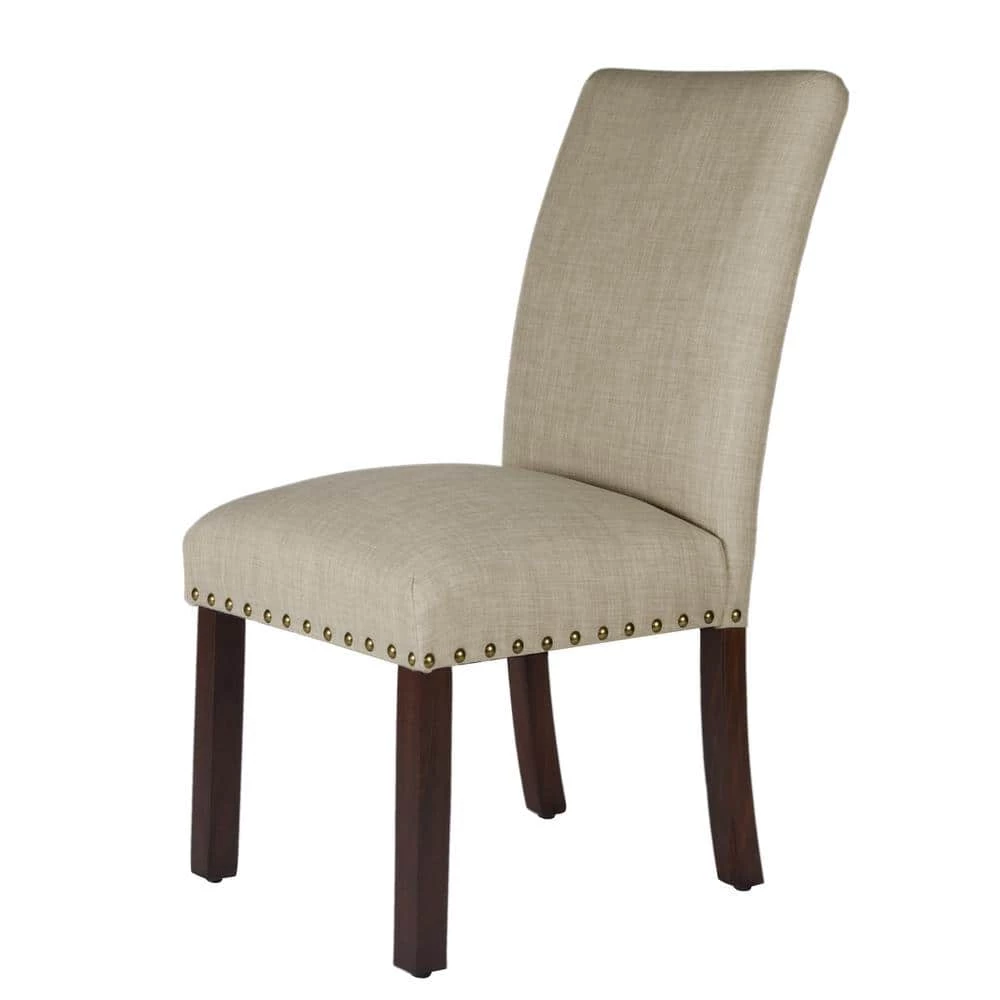 Michele Parsons Light Tan Upholstered Dining Chairs with Nailhead Trim (Set of 2) by Homepop 5 Michele Parsons Light Tan Upholstered Dining Chairs with Nailhead Trim (Set of 2) by Homepop - Image 5