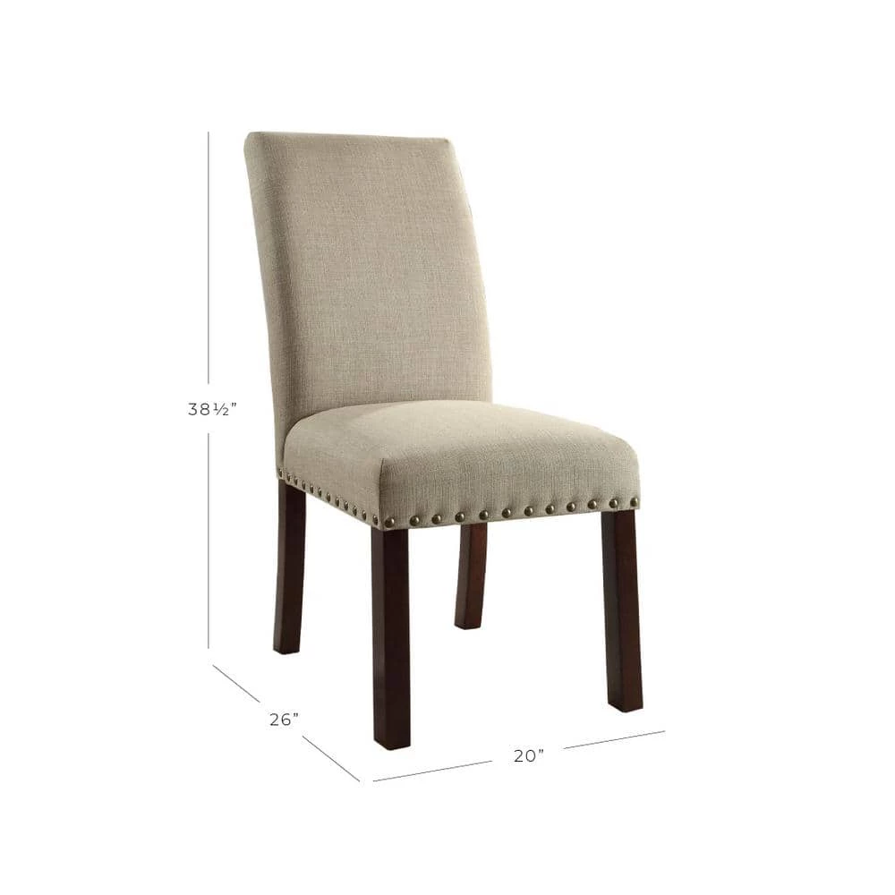Michele Parsons Light Tan Upholstered Dining Chairs with Nailhead Trim (Set of 2) by Homepop 2 Michele Parsons Light Tan Upholstered Dining Chairs with Nailhead Trim (Set of 2) by Homepop - Image 2