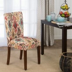 Parsons Deluxe Multi-Color Ikat Upholstered Dining Chair (Set of 2) by Homepop 7 Parsons Deluxe Multi-Color Ikat Upholstered Dining Chair (Set of 2) by Homepop -Homepop Sales multi homepop dining chairs n6354 a708 31 1000