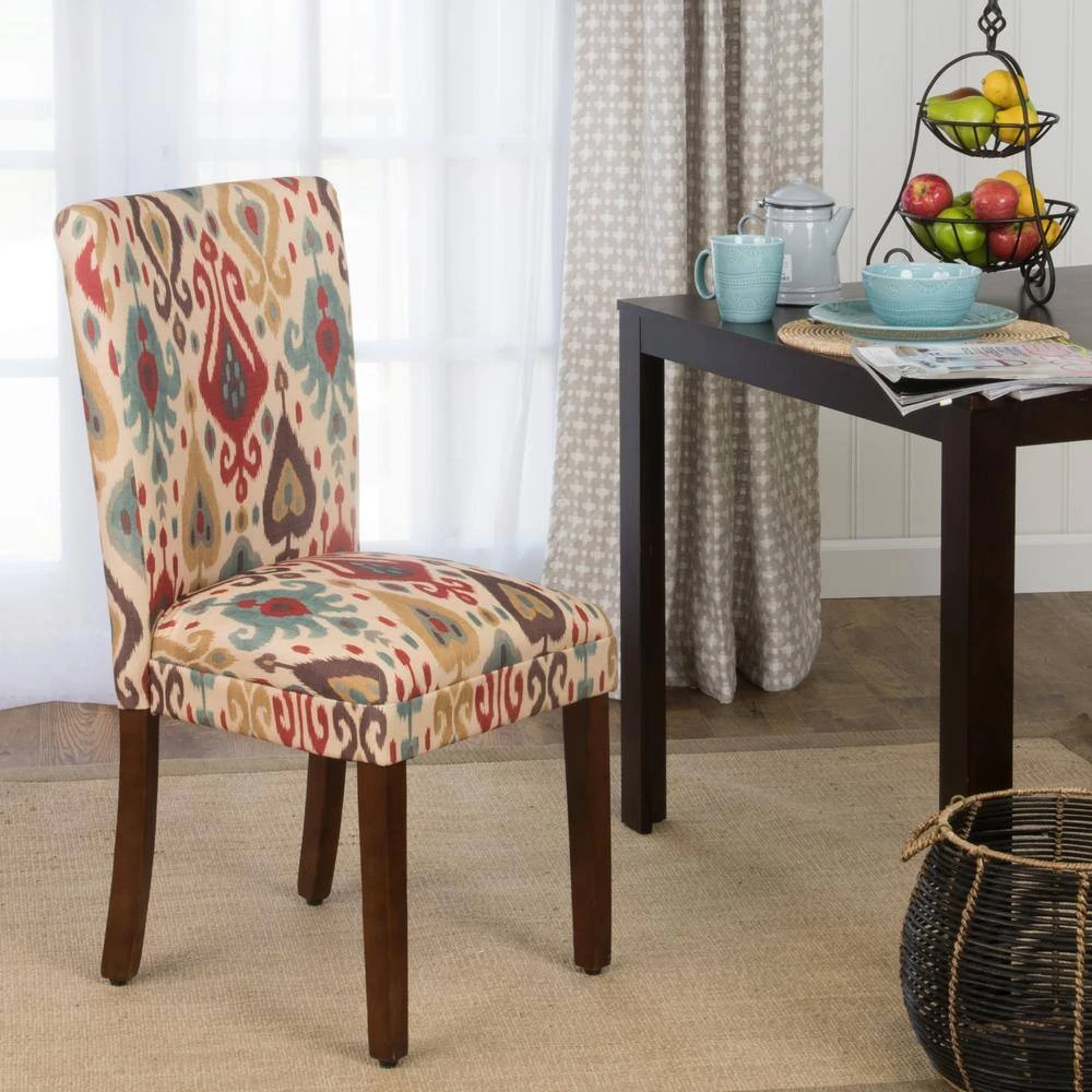 Parsons Deluxe Multi-Color Ikat Upholstered Dining Chair (Set of 2) by Homepop 4 Parsons Deluxe Multi-Color Ikat Upholstered Dining Chair (Set of 2) by Homepop - Image 4