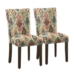 Parsons Deluxe Multi-Color Ikat Upholstered Dining Chair (Set of 2) by Homepop