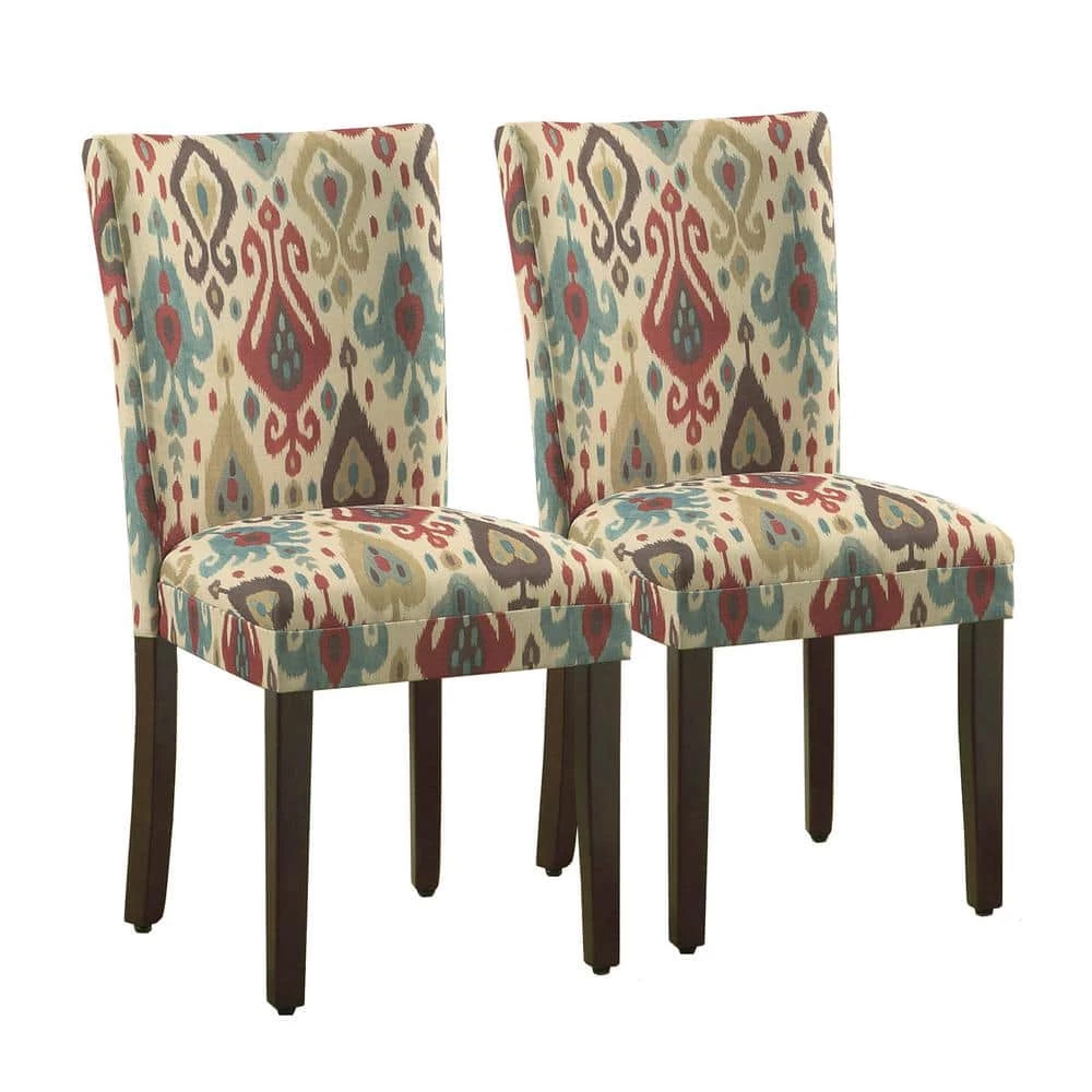 Parsons Deluxe Multi-Color Ikat Upholstered Dining Chair (Set of 2) by Homepop 1 Parsons Deluxe Multi-Color Ikat Upholstered Dining Chair (Set of 2) by Homepop