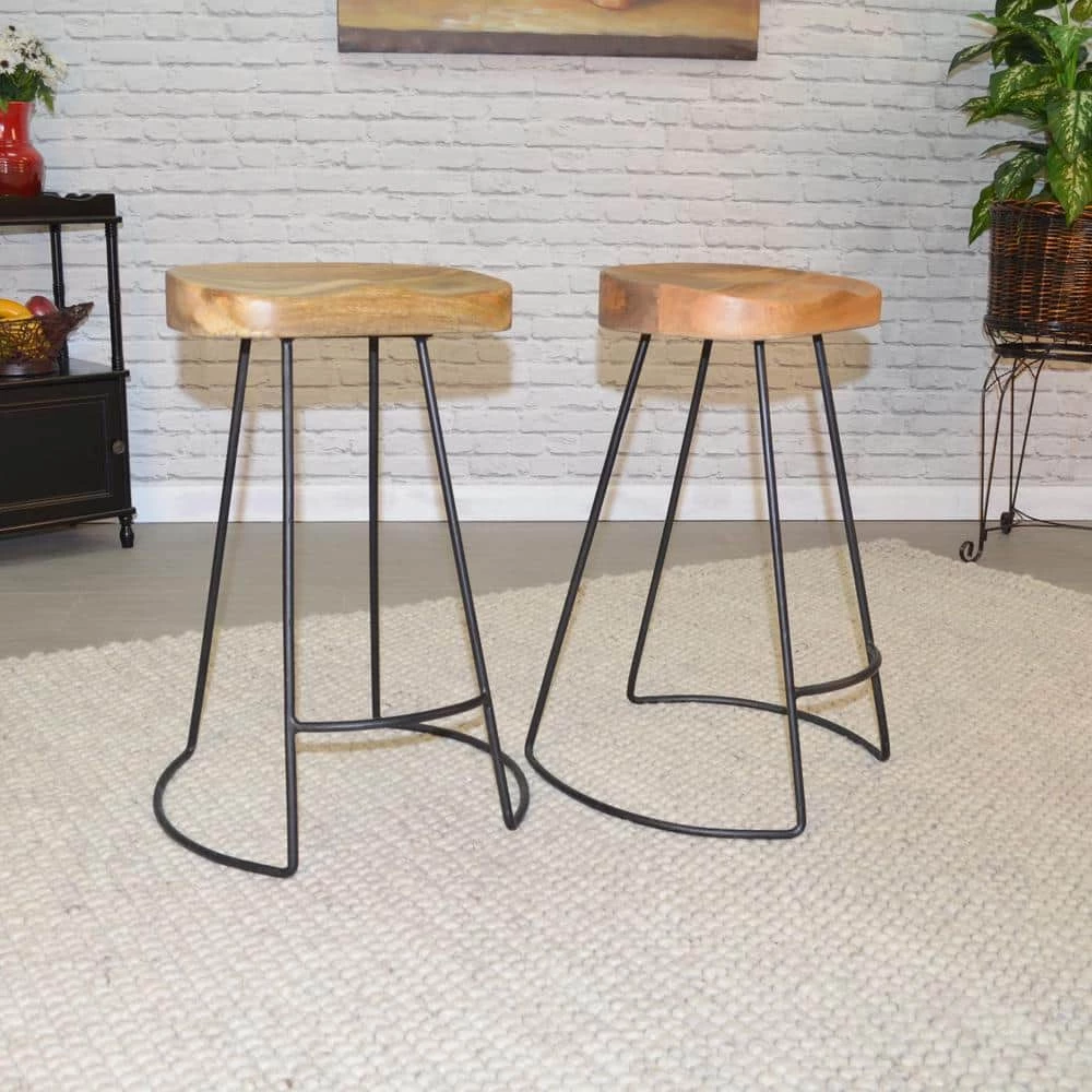 Saga 25 in. Natural and Black Counter Stool (Set of 2) by Carolina Cottage 5 Saga 25 in. Natural and Black Counter Stool (Set of 2) by Carolina Cottage - Image 5
