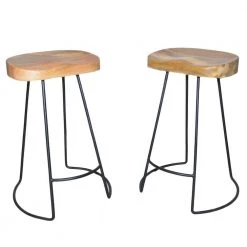 Saga 25 in. Natural and Black Counter Stool (Set of 2) by Carolina Cottage