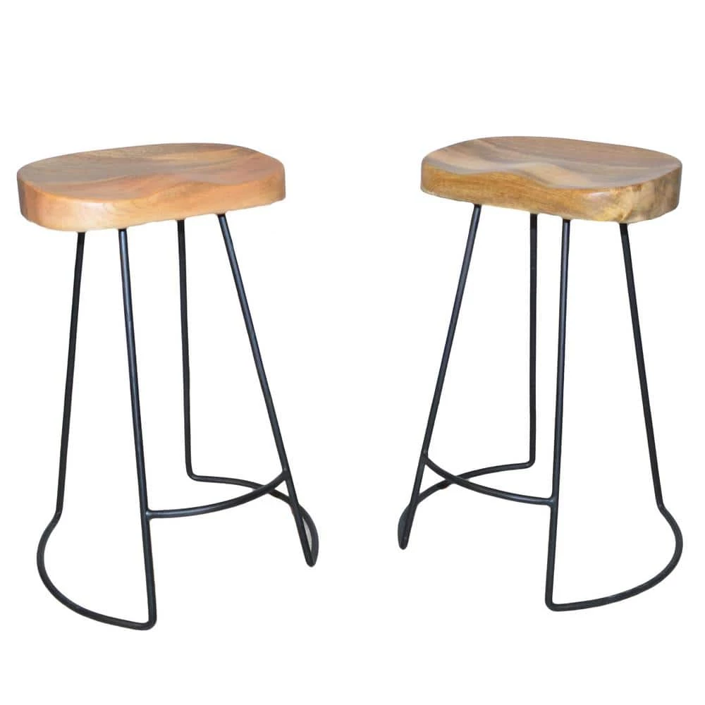 Saga 25 in. Natural and Black Counter Stool (Set of 2) by Carolina Cottage 1 Saga 25 in. Natural and Black Counter Stool (Set of 2) by Carolina Cottage
