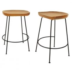Diya 25 in. Natural Stationary Stool (Set of 2) by Carolina Cottage