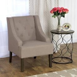 Tan Kate Tufted Swoop Arm Accent Chair by Homepop 9 Tan Kate Tufted Swoop Arm Accent Chair by Homepop -Homepop Sales natural homepop accent chairs k7307 f2178 31 1000