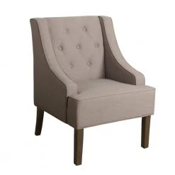Tan Kate Tufted Swoop Arm Accent Chair by Homepop