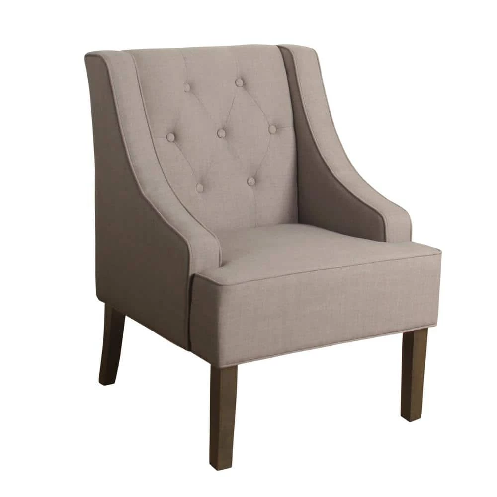 Tan Kate Tufted Swoop Arm Accent Chair by Homepop 1 Tan Kate Tufted Swoop Arm Accent Chair by Homepop