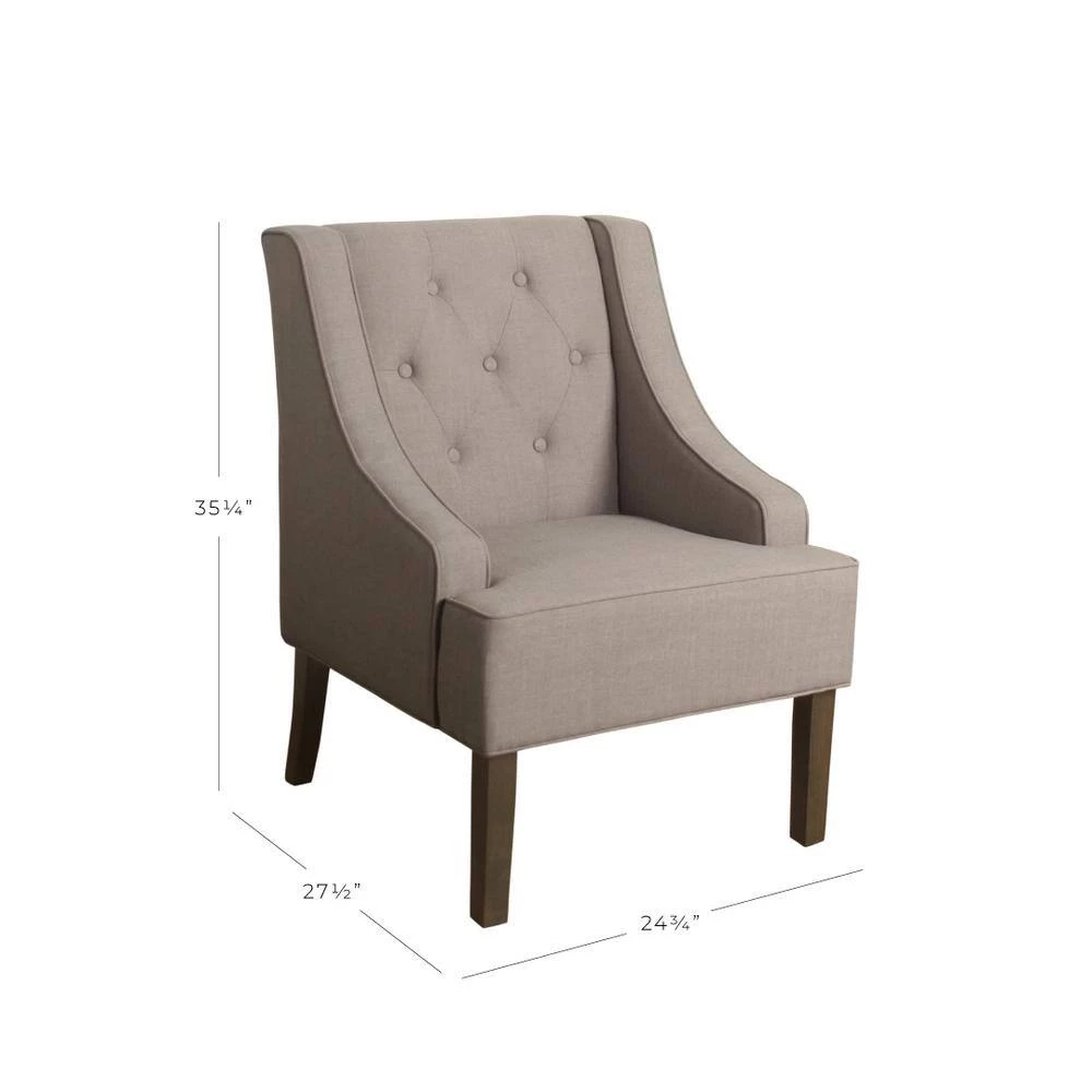 Tan Kate Tufted Swoop Arm Accent Chair by Homepop 2 Tan Kate Tufted Swoop Arm Accent Chair by Homepop - Image 2