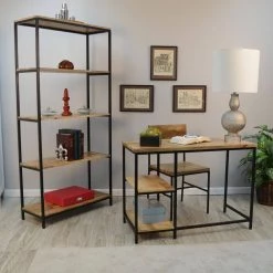 72 in. Natural/Black Metal 5-shelf Etagere Bookcase with Open Back by Carolina Cottage 7 72 in. Natural/Black Metal 5-shelf Etagere Bookcase with Open Back by Carolina Cottage -Homepop Sales natural selves powder coated textured black finished metal frame carolina cottage bookcases bookshelves cf7234nmngtbk 31 1000