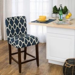 Upholstered 24 in. Navy Blue Bar Stool by Homepop 17 Upholstered 24 in. Navy Blue Bar Stool by Homepop -Homepop Sales navy blue dark walnut homepop bar stools k6858 24 f2051 31 1000