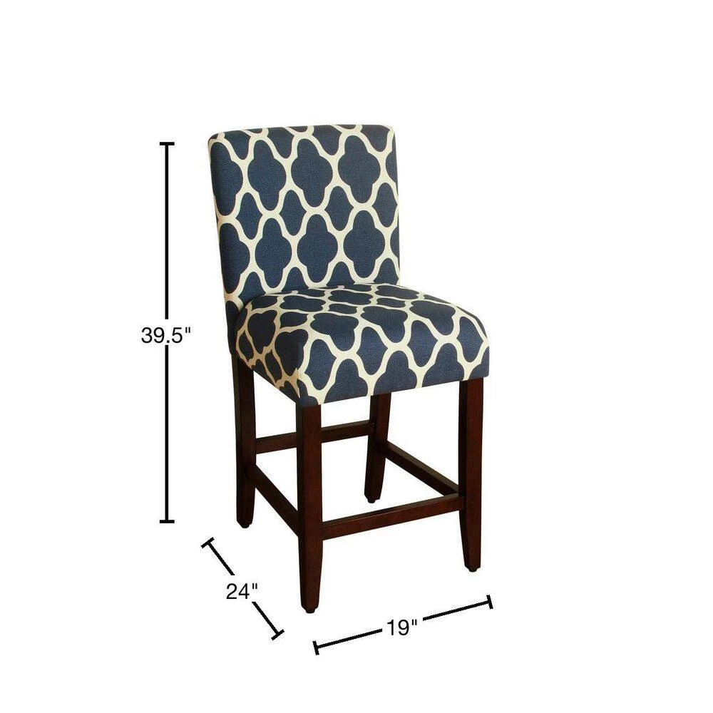 Upholstered 24 in. Navy Blue Bar Stool by Homepop 3 Upholstered 24 in. Navy Blue Bar Stool by Homepop - Image 3