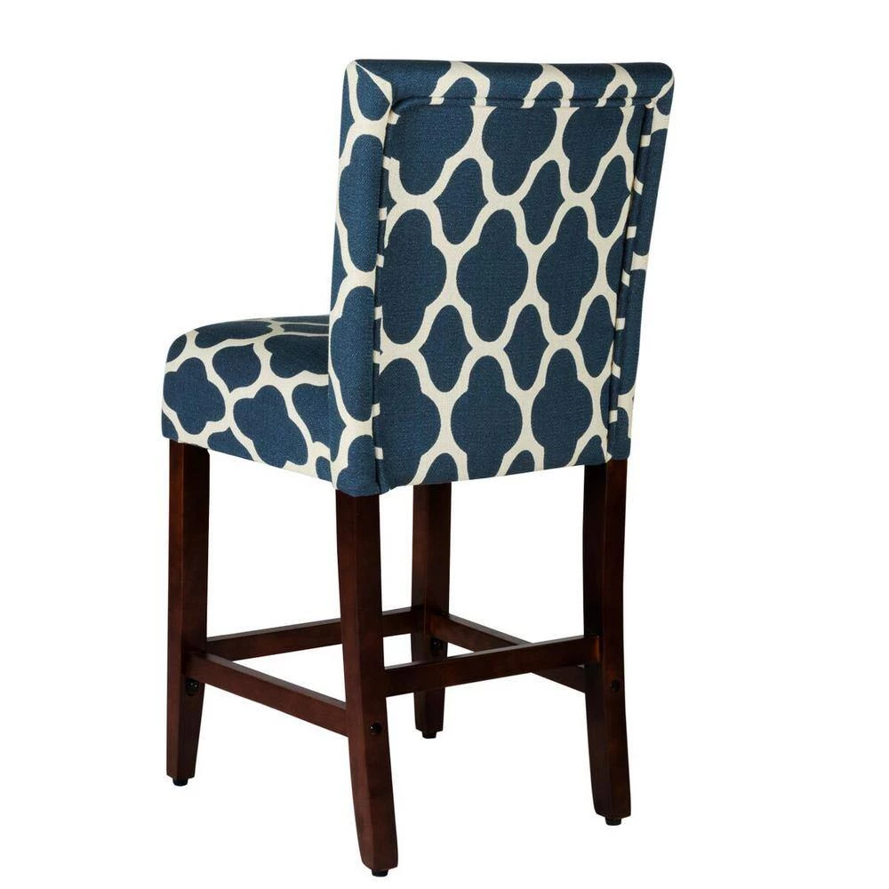 Upholstered 24 in. Navy Blue Bar Stool by Homepop 5 Upholstered 24 in. Navy Blue Bar Stool by Homepop - Image 5
