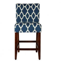 Upholstered 24 in. Navy Blue Bar Stool by Homepop