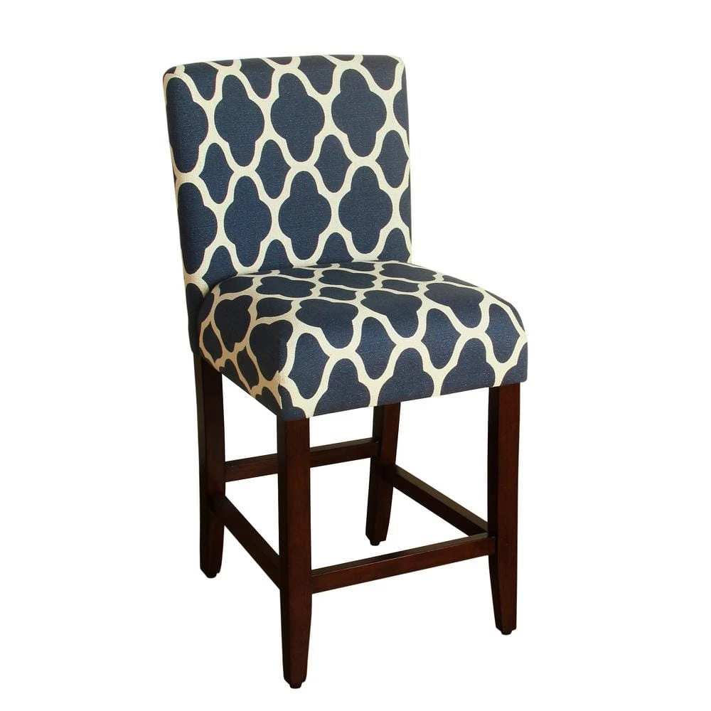 Upholstered 24 in. Navy Blue Bar Stool by Homepop 4 Upholstered 24 in. Navy Blue Bar Stool by Homepop - Image 4