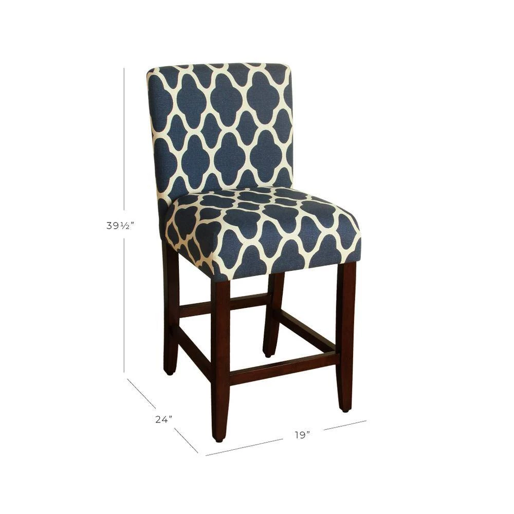 Upholstered 24 in. Navy Blue Bar Stool by Homepop 2 Upholstered 24 in. Navy Blue Bar Stool by Homepop - Image 2