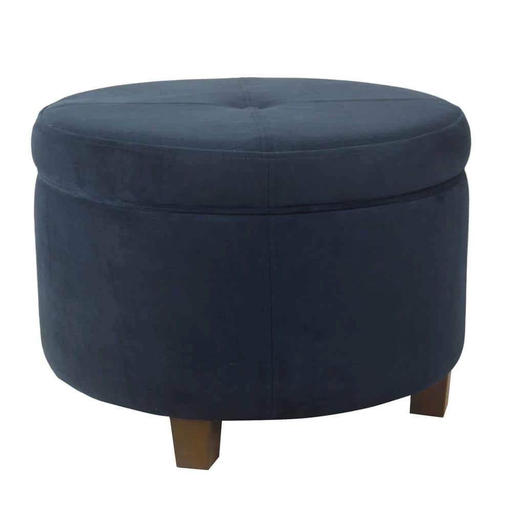 Large Navy Velvet Storage Ottoman by Homepop 1 Large Navy Velvet Storage Ottoman by Homepop
