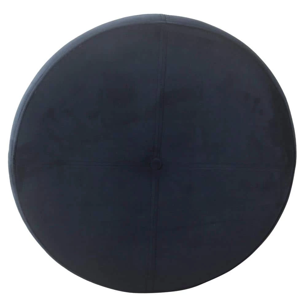 Large Navy Velvet Storage Ottoman by Homepop 4 Large Navy Velvet Storage Ottoman by Homepop - Image 4