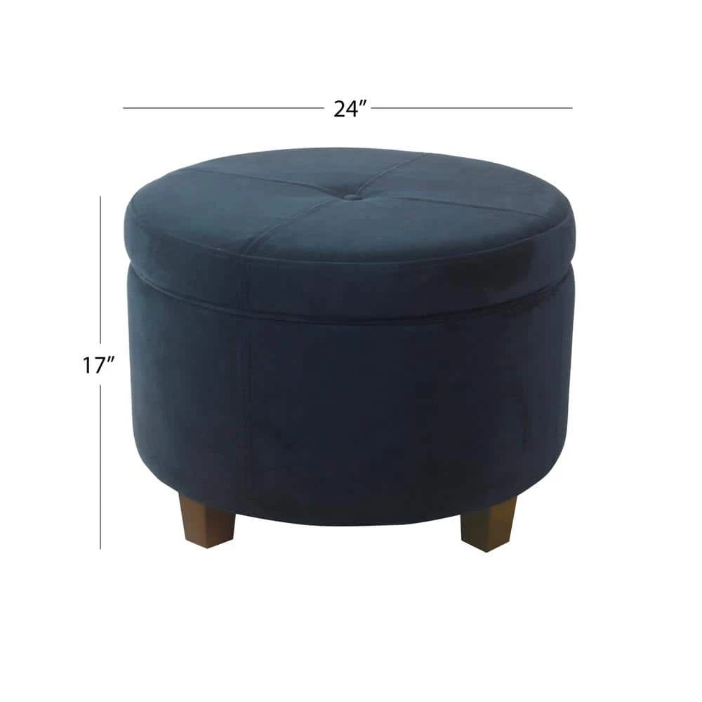 Large Navy Velvet Storage Ottoman by Homepop 2 Large Navy Velvet Storage Ottoman by Homepop - Image 2