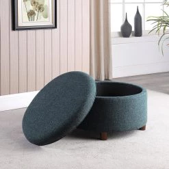 Large Textured Navy Round Storage Ottoman by Homepop 15 Large Textured Navy Round Storage Ottoman by Homepop -Homepop Sales navy woven homepop ottomans k8564 f2110 77 1000