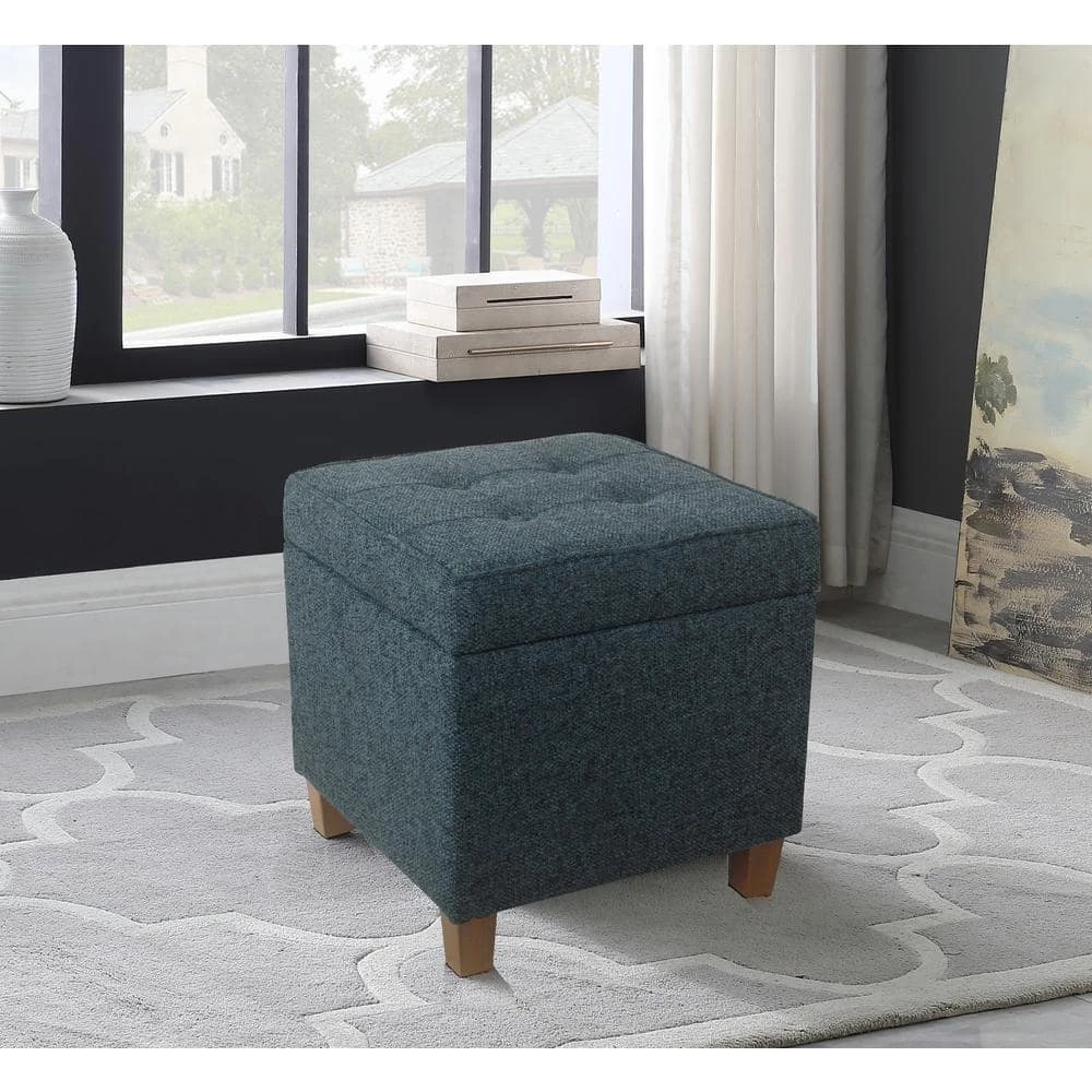 Square Textured Navy Tufted Storage Ottoman by Homepop 11 Square Textured Navy Tufted Storage Ottoman by Homepop - Image 11
