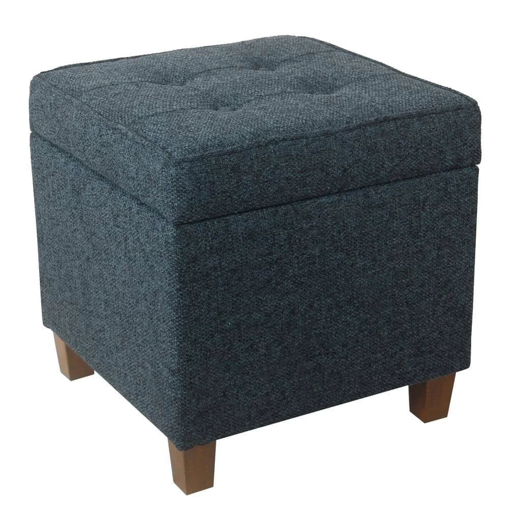 Square Textured Navy Tufted Storage Ottoman by Homepop 5 Square Textured Navy Tufted Storage Ottoman by Homepop - Image 5