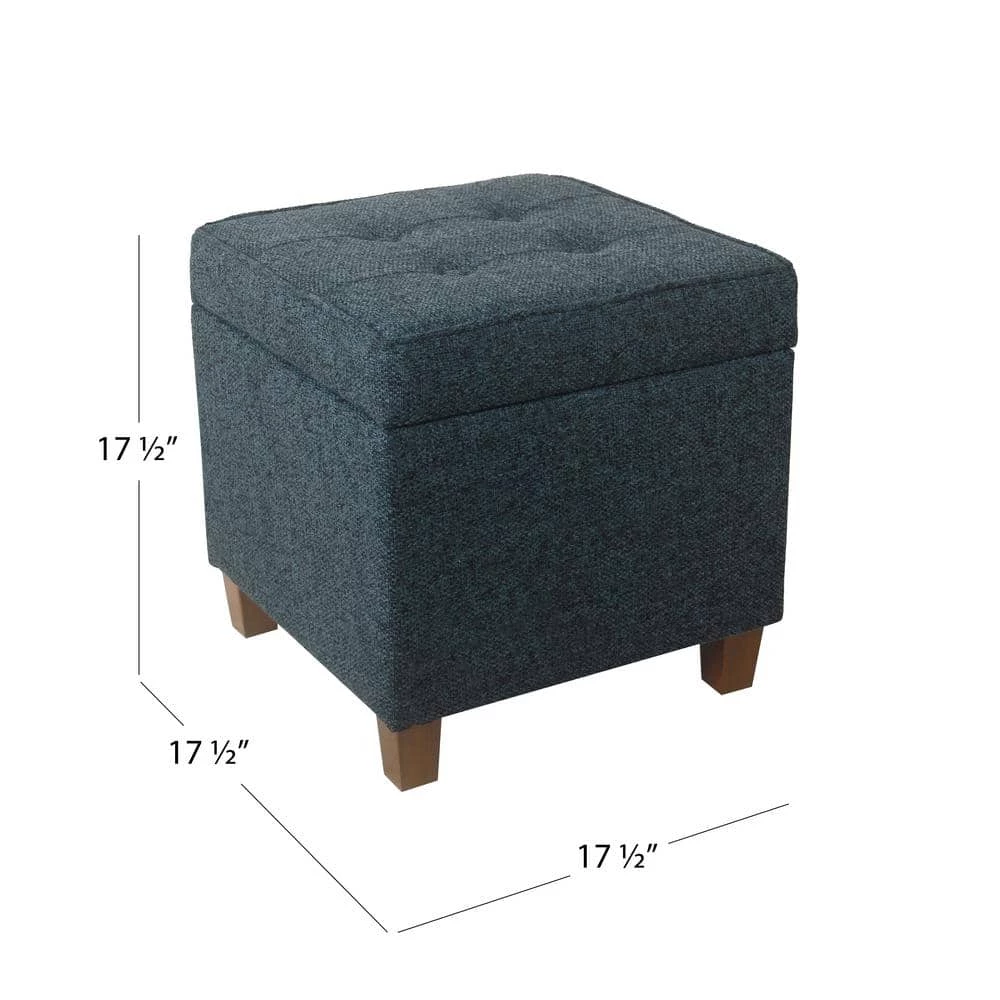 Square Textured Navy Tufted Storage Ottoman by Homepop 2 Square Textured Navy Tufted Storage Ottoman by Homepop - Image 2