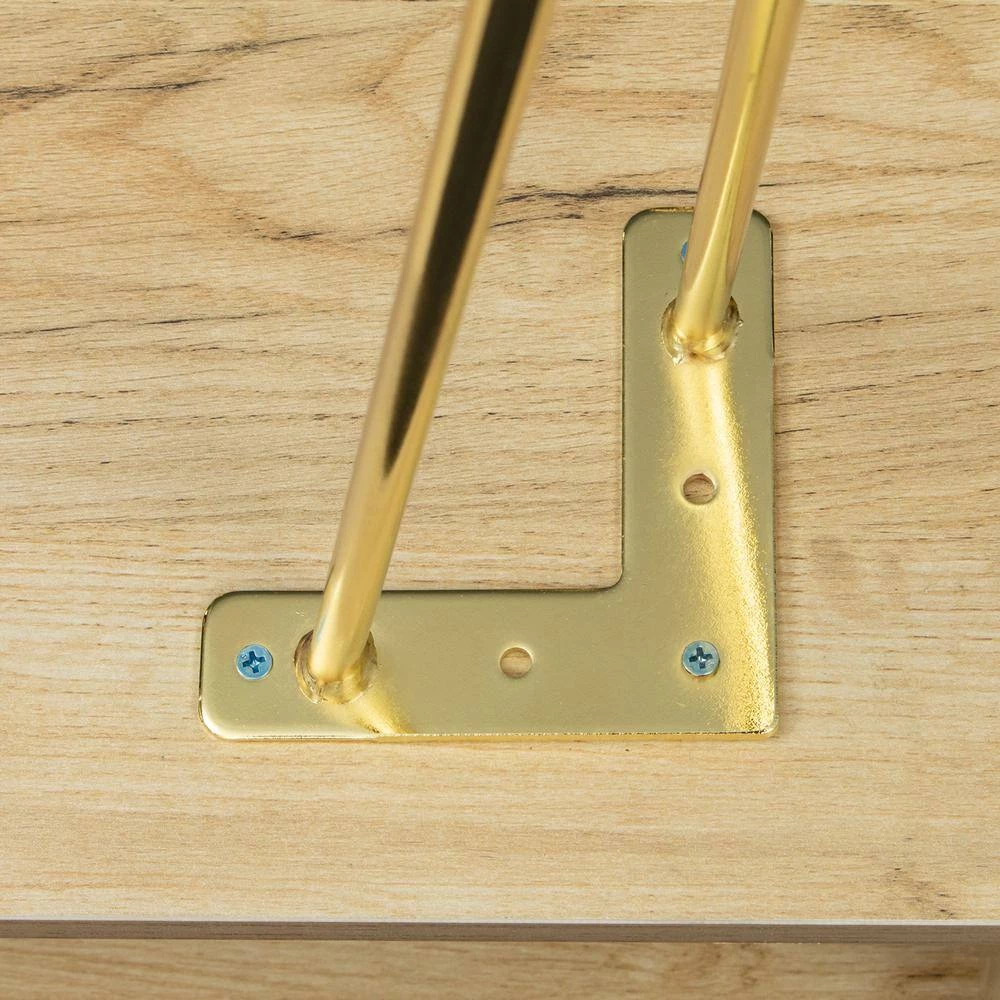 41.73 in.Oak Modern Entertainment Center Media TV Stand with Bright Gold Metal Legs and 2 shelves fits TVs up to 60 in. by Aoibox 3 41.73 in.Oak Modern Entertainment Center Media TV Stand with Bright Gold Metal Legs and 2 shelves fits TVs up to 60 in. by Aoibox - Image 3