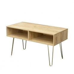 41.73 in.Oak Modern Entertainment Center Media TV Stand with Bright Gold Metal Legs and 2 shelves fits TVs up to 60 in. by Aoibox 16 41.73 in.Oak Modern Entertainment Center Media TV Stand with Bright Gold Metal Legs and 2 shelves fits TVs up to 60 in. by Aoibox -Homepop Sales oak aoibox tv stands snmx193 4f 1000