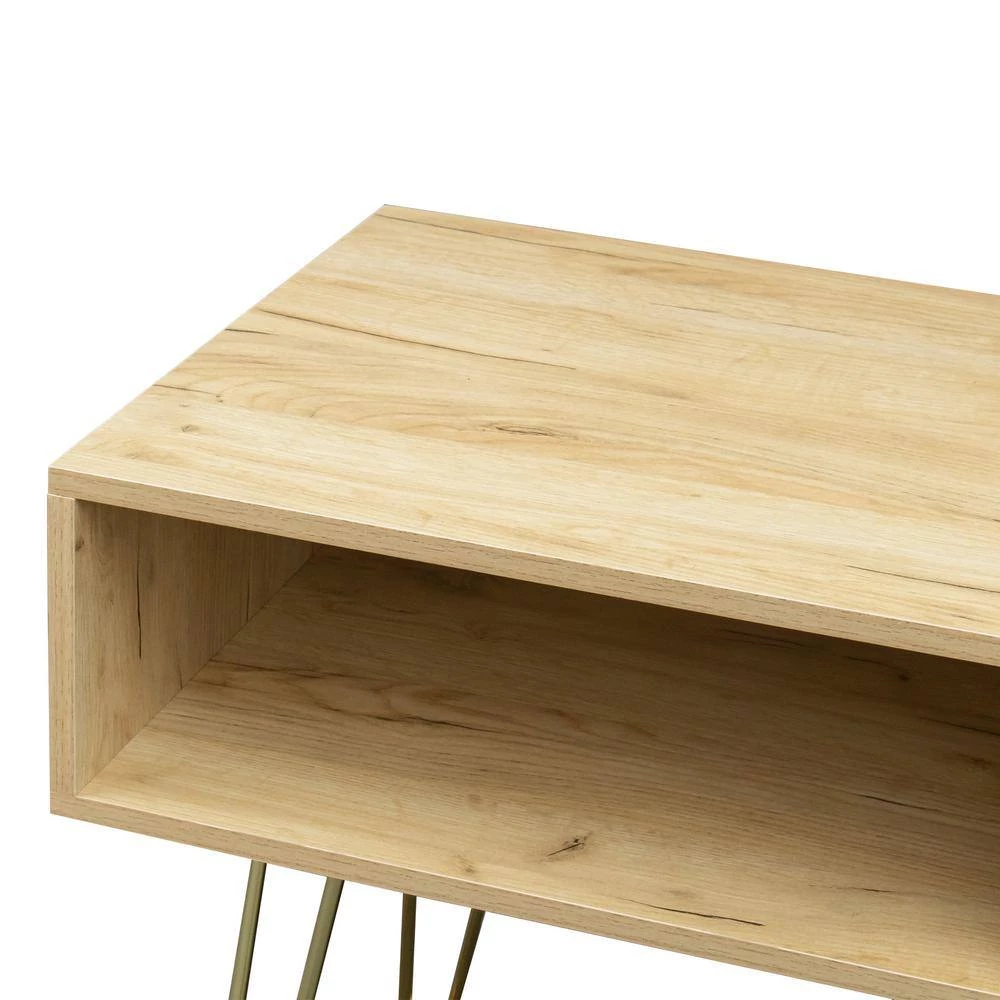41.73 in.Oak Modern Entertainment Center Media TV Stand with Bright Gold Metal Legs and 2 shelves fits TVs up to 60 in. by Aoibox 10 41.73 in.Oak Modern Entertainment Center Media TV Stand with Bright Gold Metal Legs and 2 shelves fits TVs up to 60 in. by Aoibox - Image 10