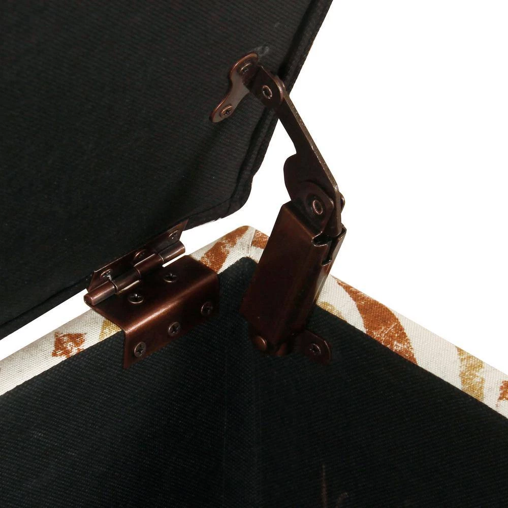 Large Rectangle Orange/Cream Medallion Bench with Storage and Nailhead Trim 18 in. Height x 42 in. Width x 18 in. Depth by Homepop 9 Large Rectangle Orange/Cream Medallion Bench with Storage and Nailhead Trim 18 in. Height x 42 in. Width x 18 in. Depth by Homepop - Image 9