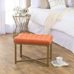 Orange Tufted Velvet with Gold Metal Frame Ottoman by Homepop 13 Orange Tufted Velvet with Gold Metal Frame Ottoman by Homepop -Homepop Sales orange with gold metal homepop ottomans k6958 b200 44 1000