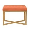 Orange Tufted Velvet with Gold Metal Frame Ottoman by Homepop