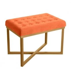 Orange Tufted Velvet with Gold Metal Frame Ottoman by Homepop 10 Orange Tufted Velvet with Gold Metal Frame Ottoman by Homepop -Homepop Sales orange with gold metal homepop ottomans k6958 b200 c3 1000