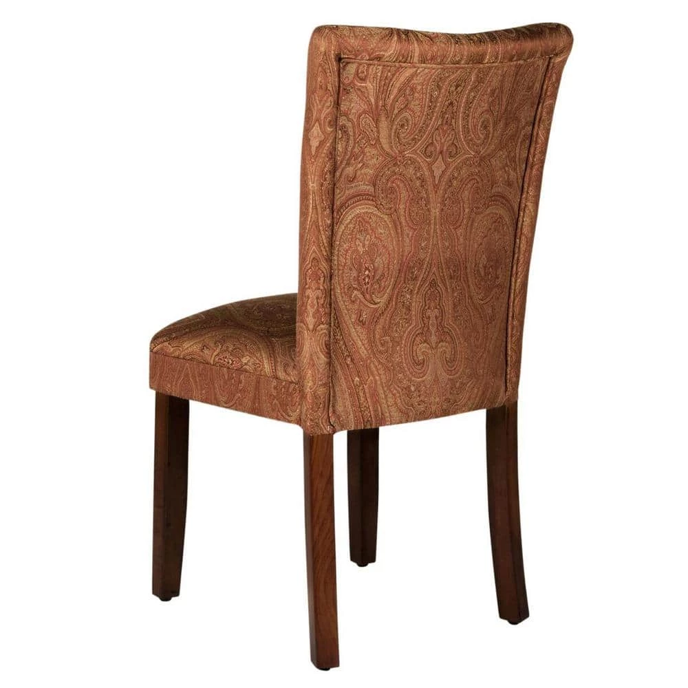 Parsons Red and Gold Damask Upholstered Dining Chair by Homepop 5 Parsons Red and Gold Damask Upholstered Dining Chair by Homepop - Image 5