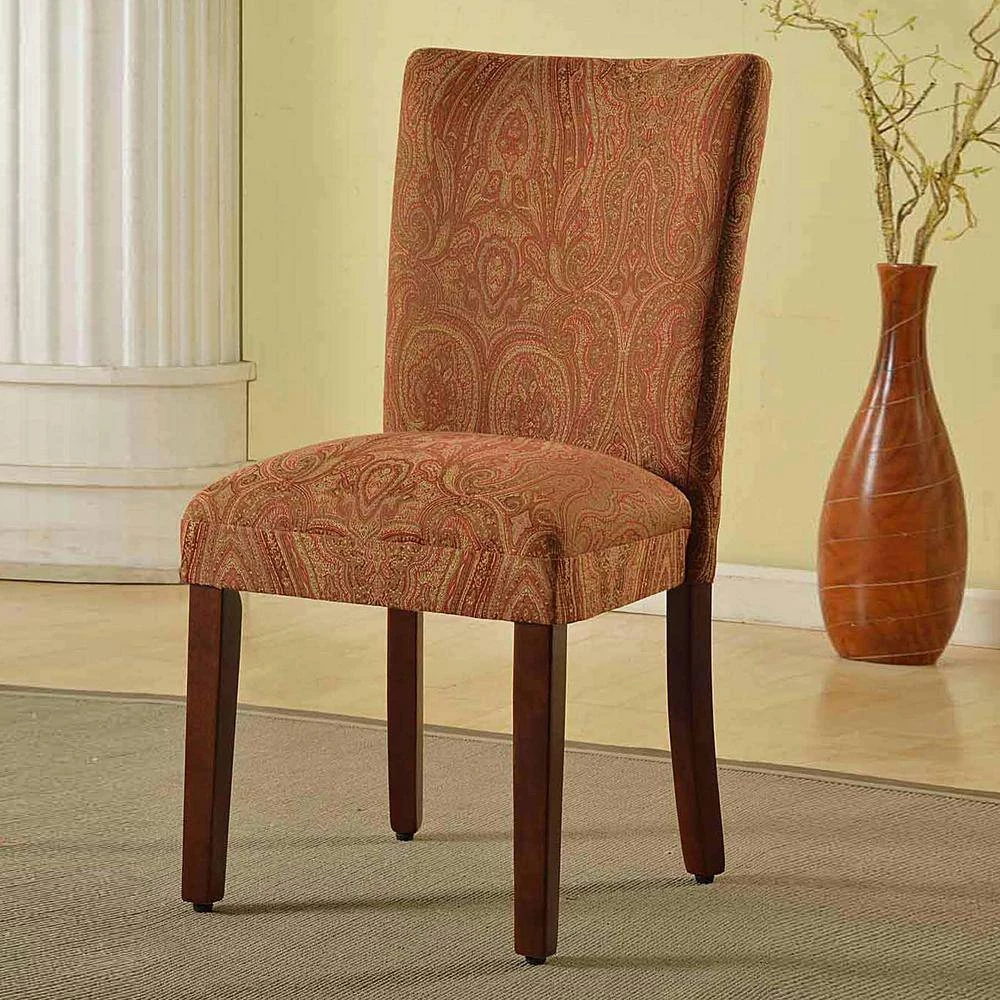 Parsons Red and Gold Damask Upholstered Dining Chair by Homepop 9 Parsons Red and Gold Damask Upholstered Dining Chair by Homepop - Image 9