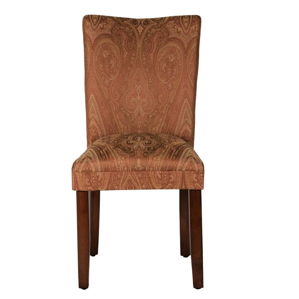 Parsons Red and Gold Damask Upholstered Dining Chair by Homepop 1 Parsons Red and Gold Damask Upholstered Dining Chair by Homepop