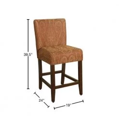 Red Gold Damask Upholstery 29 in. Bar Height Barstool by Homepop -Homepop Sales red gold damask homepop bar stools k6858 24 f765 40 1000